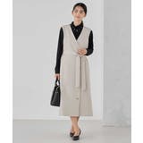 グレージュ | 【洗える/ストレッチ/セットアップ対応】ダブルクロスロングジレワンピース | a.v.v【WOMEN】