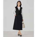 ブラック | 【洗える/ストレッチ/セットアップ対応】ダブルクロスロングジレワンピース | a.v.v【WOMEN】