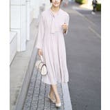 ベージュ | 【洗える/帯電防止】ボウタイプリーツワンピース | a.v.v【WOMEN】