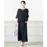 ブラック | レースドッキングブラウスパンツセット | a.v.v【WOMEN】