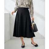 ブラック | 【洗える/イージーケア/ストレッチ】パウダーツイルフレアスカート | a.v.v【WOMEN】