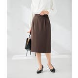 ブラウン | 【洗える/イージーケア/ストレッチ】パウダーツイルタイトスカート | a.v.v【WOMEN】