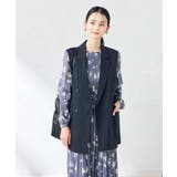 ネイビー | 【洗える/ストレッチ/UVカット】麻調ストレッチダブルジレ | a.v.v【WOMEN】