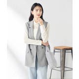 グレー | 【洗える/ストレッチ/UVカット】麻調ストレッチダブルジレ | a.v.v【WOMEN】