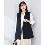 ネイビー | 【洗える/UVカット】リネンライクストレッチダブルジレジャケット | a.v.v【WOMEN】