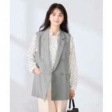 グレー | 【洗える/UVカット】リネンライクストレッチダブルジレジャケット | a.v.v【WOMEN】