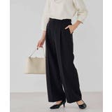 ブラック | 【洗える/ストレッチ/セットアップ対応】ダブルクロスワイドパンツ | a.v.v【WOMEN】