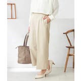 ベージュ | 【洗える/ストレッチ/UVカット】麻調ストレッチクロップドパンツ | a.v.v【WOMEN】
