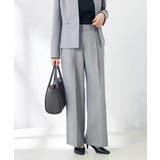 グレー | 【洗える/ストレッチ/UVカット】麻調ワイドストレートパンツ | a.v.v【WOMEN】