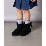 ブラック | リボン付フェイクムートンブーツ | a.v.v【KIDS】