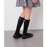 ブラック | 【19-21/22-24cm】バックリボンハイソックス | a.v.v【KIDS】