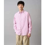 ピンク | 【洗濯機で洗える/毛玉になりにくい】ワイドストレッチストライプシャツ | a.v.v【MEN】
