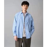 ブルー | 【洗濯機で洗える/毛玉になりにくい】ワイドストレッチストライプシャツ | a.v.v【MEN】