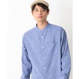 ブルー | 【リネン混】ワッシャーセミワイドバンドカラーシャツ | a.v.v【MEN】