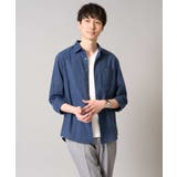 ネイビー | リネン混7分袖シャツ | a.v.v【MEN】
