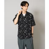【イージーケア/速乾/接触冷感】線画プリント五分袖オープンカラーシャツ | a.v.v【MEN】 | 詳細画像1
