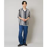 【洗える】ランダムストライプ五分袖オープンカラーシャツ | a.v.v【MEN】 | 詳細画像5