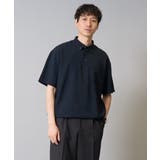ネイビー | シアサッカーワイドシルエットポロシャツ | a.v.v【MEN】