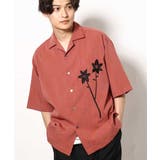 ピンク | 【接触冷感】フラワー刺繍オープンカラーシャツ 5分袖 | a.v.v【MEN】