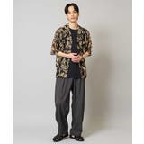 【洗濯機で洗える】メッシュニットダークフラワー五分袖オープンカラーシャツ | a.v.v【MEN】 | 詳細画像13