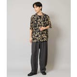 【洗濯機で洗える】メッシュニットダークフラワー五分袖オープンカラーシャツ | a.v.v【MEN】 | 詳細画像4