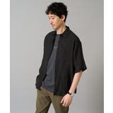 ブラック | 【接触冷感】ワッシャーシアーワイドシルエットシャツ | a.v.v【MEN】