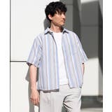 ライトブルー | 【洗濯機で洗える】カラーストライプワイドシルエットシャツ | a.v.v【MEN】