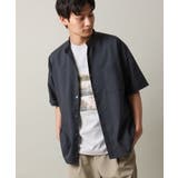 【シワになりにくい】リネン混バンドカラーシャツ 半袖(さらリネシリーズ) | a.v.v【MEN】 | 詳細画像1