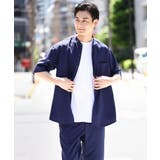 ダークブルー | 【接触冷感】バンドカラーシャツ 5分袖(セットアップ可)リライトシリーズ3 | a.v.v【MEN】