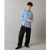 【イージーケア ストレッチ】ストライププリントバンドカラーシャツ【洗濯機で洗える… | a.v.v【MEN】 | 詳細画像3 