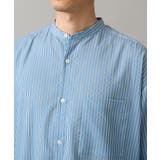 【イージーケア ストレッチ】ストライププリントバンドカラーシャツ【洗濯機で洗える… | a.v.v【MEN】 | 詳細画像6 