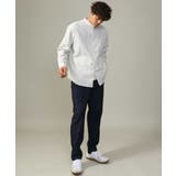 【やわらかい着心地】ランダムストライプ柄ツイルセミワイドシルエットバンドシャツ | a.v.v【MEN】 | 詳細画像12