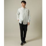 【やわらかい着心地】ランダムストライプ柄ツイルセミワイドシルエットバンドシャツ | a.v.v【MEN】 | 詳細画像2