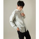 【やわらかい着心地】ランダムストライプ柄ツイルセミワイドシルエットバンドシャツ | a.v.v【MEN】 | 詳細画像20