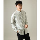 【やわらかい着心地】ランダムストライプ柄ツイルセミワイドシルエットバンドシャツ | a.v.v【MEN】 | 詳細画像21