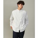 【やわらかい着心地】ランダムストライプ柄ツイルセミワイドシルエットバンドシャツ | a.v.v【MEN】 | 詳細画像26