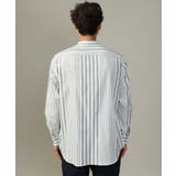 【やわらかい着心地】ランダムストライプ柄ツイルセミワイドシルエットバンドシャツ | a.v.v【MEN】 | 詳細画像29