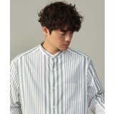 【やわらかい着心地】ランダムストライプ柄ツイルセミワイドシルエットバンドシャツ | a.v.v【MEN】 | 詳細画像35