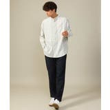 【やわらかい着心地】ランダムストライプ柄ツイルセミワイドシルエットバンドシャツ | a.v.v【MEN】 | 詳細画像5