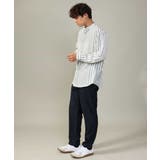 【やわらかい着心地】ランダムストライプ柄ツイルセミワイドシルエットバンドシャツ | a.v.v【MEN】 | 詳細画像6