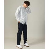 【やわらかい着心地】ランダムストライプ柄ツイルセミワイドシルエットバンドシャツ | a.v.v【MEN】 | 詳細画像7