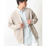 ベージュ | 【洗濯機で洗える】メッシュ編みニットワイドシルエットカーディガン | a.v.v【MEN】