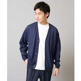 ネイビー | 【洗濯機で洗える】ドライタッチ サマーセミシアーカーディガン | a.v.v【MEN】