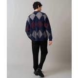 【洗濯で洗える】シャギーアーガイルワイドシルエットカーディガン | a.v.v【MEN】 | 詳細画像4