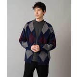 ネイビー | 【洗濯で洗える】シャギーアーガイルワイドシルエットカーディガン | a.v.v【MEN】