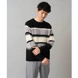 【洗濯機で洗える】モールランダムボーダークルーネックニット | a.v.v【MEN】 | 詳細画像44 