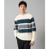 ダークグリーン系 | 【洗濯機で洗える】モールボーダークルーネックニット | a.v.v【MEN】