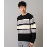 ブラック系 | 【洗濯機で洗える】モールボーダークルーネックニット | a.v.v【MEN】