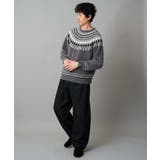 【洗える】モール求心柄クルーネックニット | a.v.v【MEN】 | 詳細画像12 