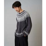 【洗える】モール求心柄クルーネックニット | a.v.v【MEN】 | 詳細画像22 